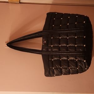 Micheal kors black puffer style studded tote